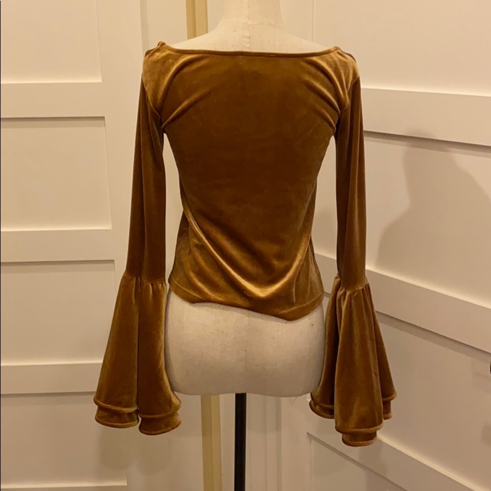 Torn Ronny Kobo| Marigold Velvet bell sleeve top - Picture 4 of 4